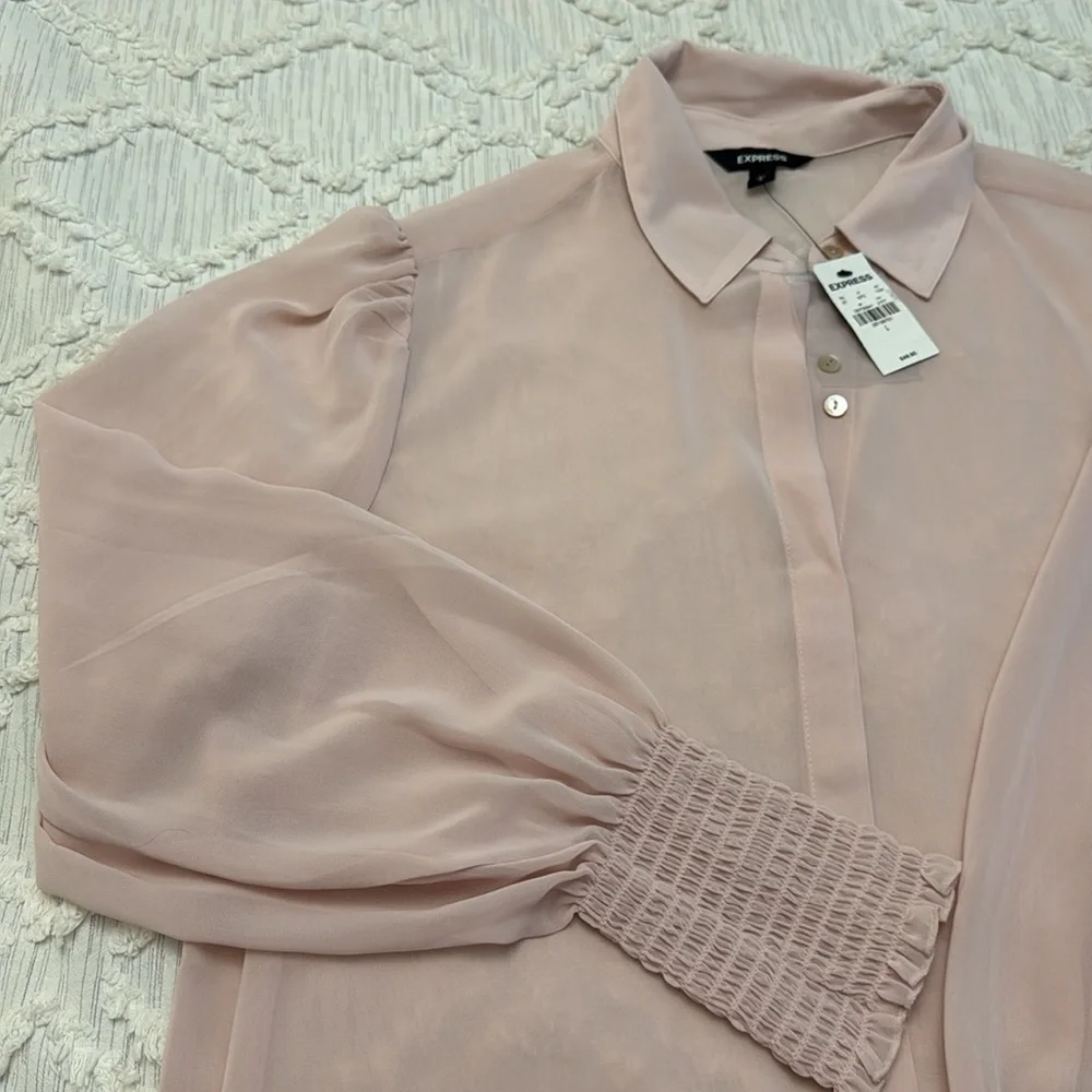 NWT Express Blush Pink Blouse - Size L - Picture 8 of 11